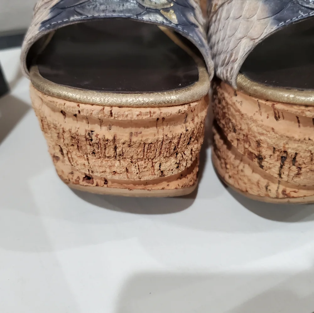 GIUSEPPE ZANOTTI Cream and Grey Python cork wedges 36. (Fits Like 36.5) - Picture 10 of 16